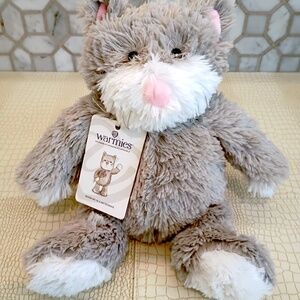Brand New Warmies 13” Gray Plush Cat - Weighted & Scented - Microwave or Freeze
